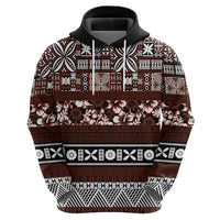 Bula Fiji Hoodie Fijian Tapa Masi With Hibiscus Flowers - Wonder Print Shop