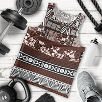 Bula Fiji Men Tank Top Fijian Tapa Masi With Hibiscus Flowers - Wonder Print Shop