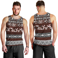 Bula Fiji Men Tank Top Fijian Tapa Masi With Hibiscus Flowers - Wonder Print Shop