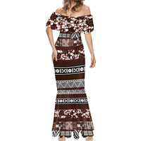 Bula Fiji Mermaid Dress Fijian Tapa Masi With Hibiscus Flowers - Wonder Print Shop