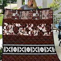 Bula Fiji Quilt Fijian Tapa Masi With Hibiscus Flowers - Wonder Print Shop