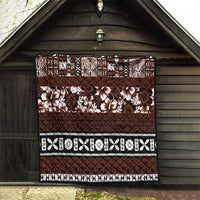 Bula Fiji Quilt Fijian Tapa Masi With Hibiscus Flowers - Wonder Print Shop