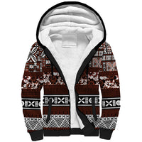 Bula Fiji Sherpa Hoodie Fijian Tapa Masi With Hibiscus Flowers - Wonder Print Shop