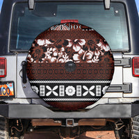 Bula Fiji Spare Tire Cover Fijian Tapa Masi With Hibiscus Flowers - Wonder Print Shop