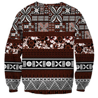 Bula Fiji Sweatshirt Fijian Tapa Masi With Hibiscus Flowers - Wonder Print Shop