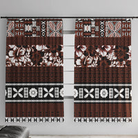 Bula Fiji Window Curtain Fijian Tapa Masi With Hibiscus Flowers - Wonder Print Shop