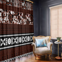Bula Fiji Window Curtain Fijian Tapa Masi With Hibiscus Flowers - Wonder Print Shop