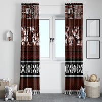 Bula Fiji Window Curtain Fijian Tapa Masi With Hibiscus Flowers - Wonder Print Shop