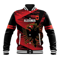 Custom Albania Football Baseball Jacket Go Kuqezinjte - Grunge Style - Wonder Print Shop