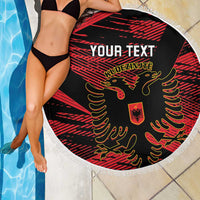 Custom Albania Football Beach Blanket Go Kuqezinjte - Grunge Style - Wonder Print Shop