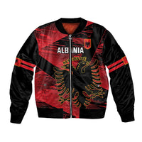 Custom Albania Football Bomber Jacket Go Kuqezinjte - Grunge Style - Wonder Print Shop