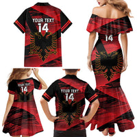 Custom Albania Football Family Matching Mermaid Dress and Hawaiian Shirt Go Kuqezinjte - Grunge Style - Wonder Print Shop