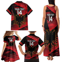 Custom Albania Football Family Matching Tank Maxi Dress and Hawaiian Shirt Go Kuqezinjte - Grunge Style - Wonder Print Shop