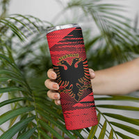 Personalised Albania Football Skinny Tumbler Go Kuqezinjte - Grunge Style - Wonder Print Shop