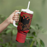 Personalised Albania Football Tumbler With Handle Go Kuqezinjte - Grunge Style - Wonder Print Shop