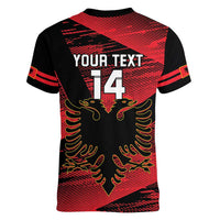 Custom Albania Football Women V-Neck T-Shirt Go Kuqezinjte - Grunge Style - Wonder Print Shop