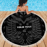 Custom Albania Football Beach Blanket Albanian Kastrioti Eagle - Black Style - Wonder Print Shop