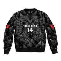 Custom Albania Football Bomber Jacket Albanian Kastrioti Eagle - Black Style - Wonder Print Shop