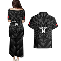 Custom Albania Football Couples Matching Puletasi and Hawaiian Shirt Albanian Kastrioti Eagle - Black Style - Wonder Print Shop