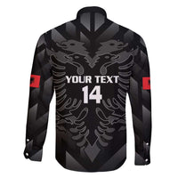 Custom Albania Football Family Matching Long Sleeve Bodycon Dress and Hawaiian Shirt Albanian Kastrioti Eagle - Black Style - Wonder Print Shop