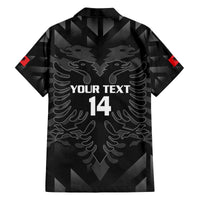 Custom Albania Football Family Matching Off The Shoulder Long Sleeve Dress and Hawaiian Shirt Albanian Kastrioti Eagle - Black Style - Wonder Print Shop