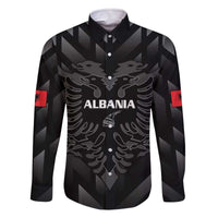 Custom Albania Football Family Matching Off The Shoulder Long Sleeve Dress and Hawaiian Shirt Albanian Kastrioti Eagle - Black Style - Wonder Print Shop