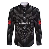 Custom Albania Football Family Matching Short Sleeve Bodycon Dress and Hawaiian Shirt Albanian Kastrioti Eagle - Black Style - Wonder Print Shop