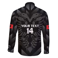 Custom Albania Football Family Matching Short Sleeve Bodycon Dress and Hawaiian Shirt Albanian Kastrioti Eagle - Black Style - Wonder Print Shop