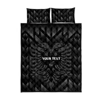 Custom Albania Football Quilt Bed Set Albanian Kastrioti Eagle - Black Style - Wonder Print Shop