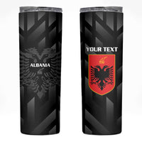 Personalised Albania Football Skinny Tumbler Albanian Kastrioti Eagle - Black Style - Wonder Print Shop