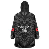 Custom Albania Football Wearable Blanket Hoodie Albanian Kastrioti Eagle - Black Style - Wonder Print Shop