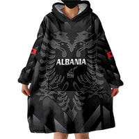 Custom Albania Football Wearable Blanket Hoodie Albanian Kastrioti Eagle - Black Style - Wonder Print Shop