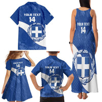 Custom Greece Football Family Matching Tank Maxi Dress and Hawaiian Shirt Ethniki Elladas - Blue Version - Wonder Print Shop