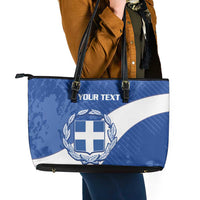 Custom Greece Football Leather Tote Bag Ethniki Elladas - Blue Version - Wonder Print Shop