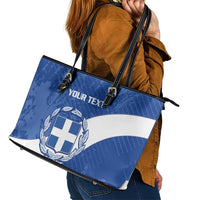 Custom Greece Football Leather Tote Bag Ethniki Elladas - Blue Version - Wonder Print Shop