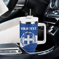 Personalised Greece Football Tumbler With Handle Ethniki Elladas - Blue Version - Wonder Print Shop