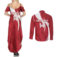 Custom Hungary Football Couples Matching Summer Maxi Dress and Long Sleeve Button Shirt Go Magyarok - Curves Style - Wonder Print Shop