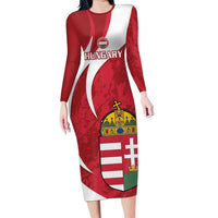 Custom Hungary Football Family Matching Long Sleeve Bodycon Dress and Hawaiian Shirt Go Magyarok - Curves Style - Wonder Print Shop