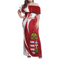 Custom Hungary Football Family Matching Off Shoulder Maxi Dress and Hawaiian Shirt Go Magyarok - Curves Style - Wonder Print Shop