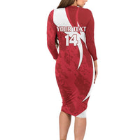 Custom Hungary Football Long Sleeve Bodycon Dress Go Magyarok - Curves Style - Wonder Print Shop