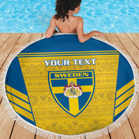 Custom Sweden Football Beach Blanket Go Blagult - Scandinavian Pattern - Wonder Print Shop