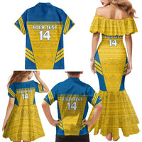 Custom Sweden Football Family Matching Mermaid Dress and Hawaiian Shirt Go Blagult - Scandinavian Pattern - Wonder Print Shop