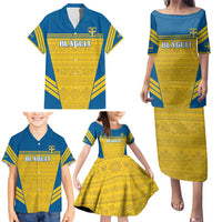 Custom Sweden Football Family Matching Puletasi and Hawaiian Shirt Go Blagult - Scandinavian Pattern - Wonder Print Shop