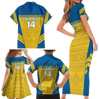 Custom Sweden Football Family Matching Short Sleeve Bodycon Dress and Hawaiian Shirt Go Blagult - Scandinavian Pattern - Wonder Print Shop