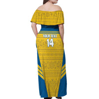 Custom Sweden Football Off Shoulder Maxi Dress Go Blagult - Scandinavian Pattern - Wonder Print Shop