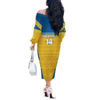 Custom Sweden Football Off The Shoulder Long Sleeve Dress Go Blagult - Scandinavian Pattern - Wonder Print Shop