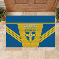 Custom Sweden Football Rubber Doormat Go Blagult - Scandinavian Pattern - Wonder Print Shop