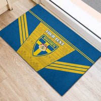Custom Sweden Football Rubber Doormat Go Blagult - Scandinavian Pattern - Wonder Print Shop