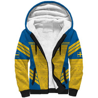 Custom Sweden Football Sherpa Hoodie Go Blagult - Scandinavian Pattern - Wonder Print Shop