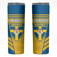 Personalised Sweden Football Skinny Tumbler Go Blagult - Scandinavian Pattern - Wonder Print Shop